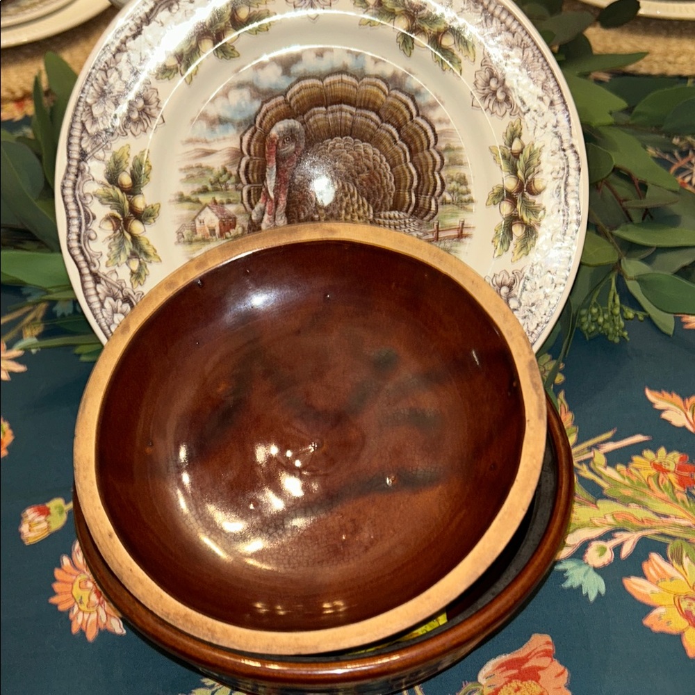Marcrest Vintage old fashioned stoneware Dutch Oven Daisy and Dot pattern - Picture 9 of 12